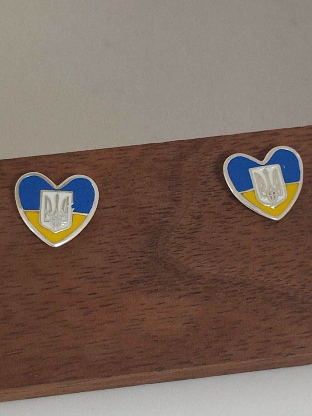 Ukraine Flag Heart Stud Earring Exclusive Designed S925 Silver with box